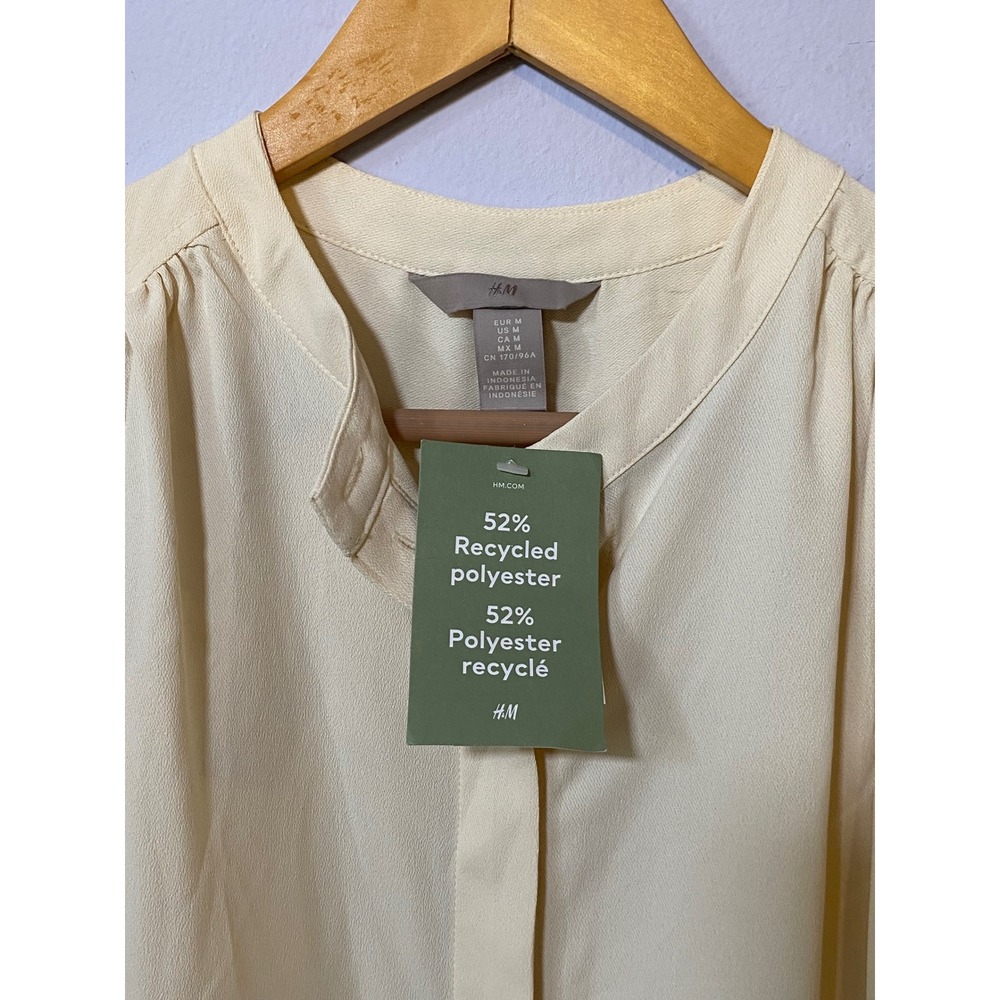 NWT Cream H&M Flowy Sleeveless Shirt Dress Midi Tea Sustainable (Women's M) - Picture 5 of 8